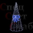 Уличная светодиодная Елка Белая с Синим Бантом 4м