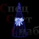 Уличная светодиодная Елка Синяя с Белым Бантом 4м